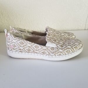 Clarks Women's Slip-On Sneakers in White and Beige